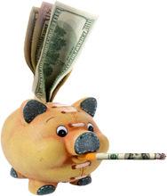 smoking piggy bank